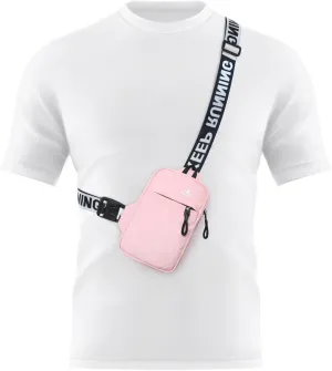 Peicees Mini Crossbody Sling Bag Chest Bag Dual Pocket Water Resistant Fanny Pack Running Phone Holder for Men Women Workout Travel, Pink