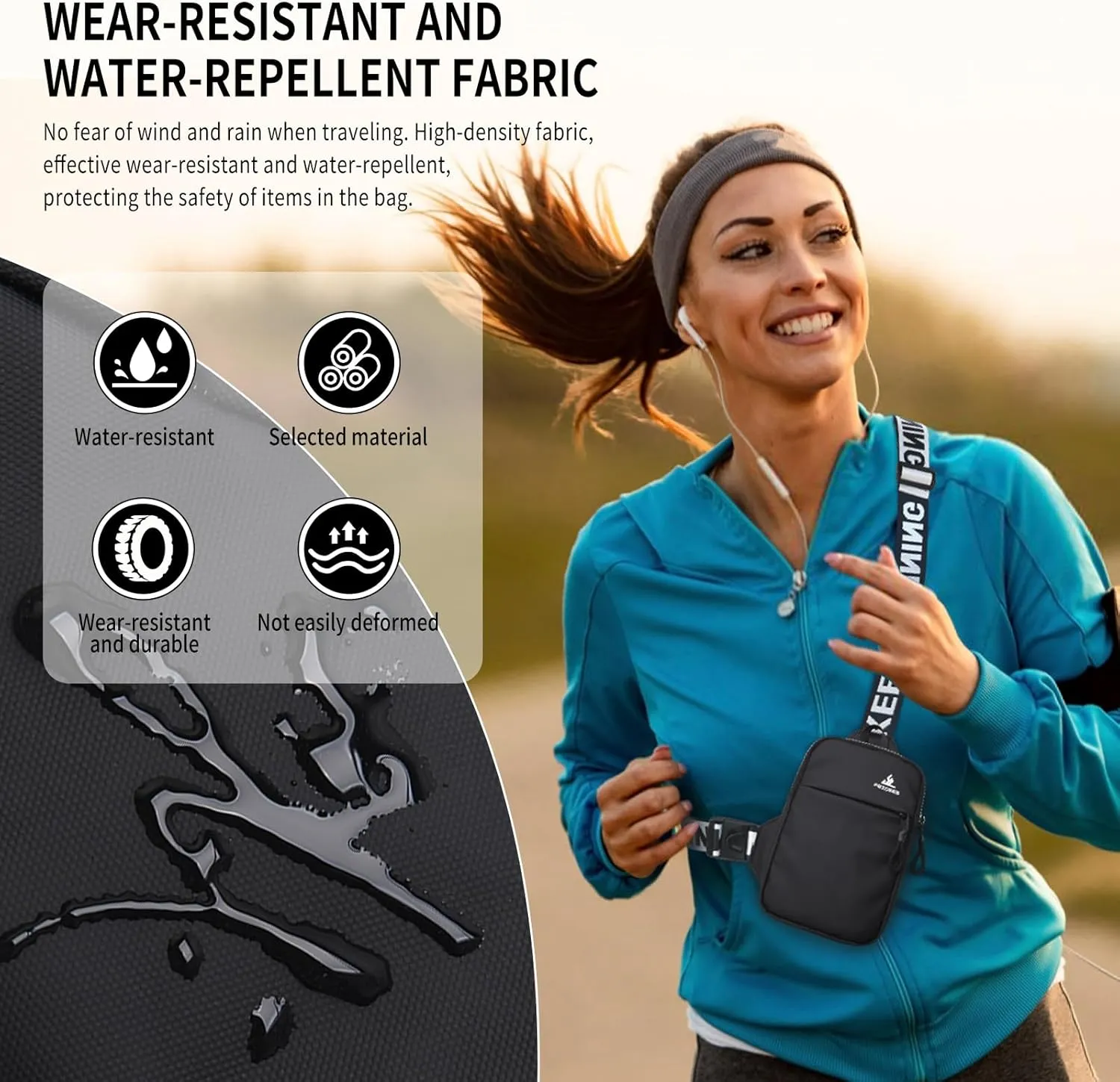 Peicees Mini Crossbody Sling Bag Chest Bag Dual Pocket Water Resistant Fanny Pack Running Phone Holder for Men Women Workout Travel, Pink