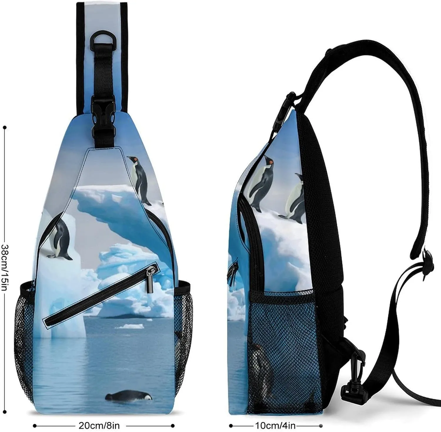 Penguins On The Iceberg Crossbody Small Sling Backpack Sling Bag for Women Men Travel Hiking Chest Bag Daypack