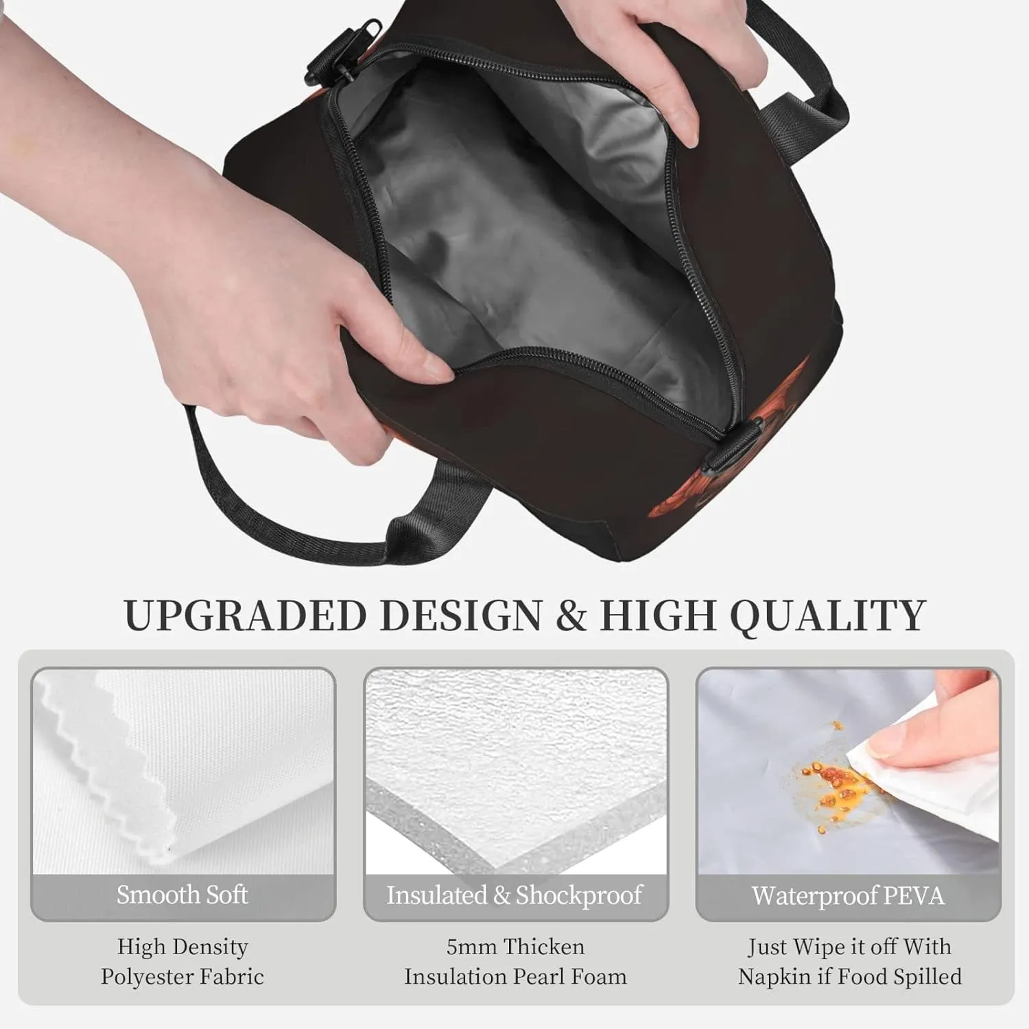 Perinsto African American Black Woman Lunch Bag Reusable Insulated Lunch Tote Bag With Adjustable Shoulder Strap For Office Work School Picnic Travel