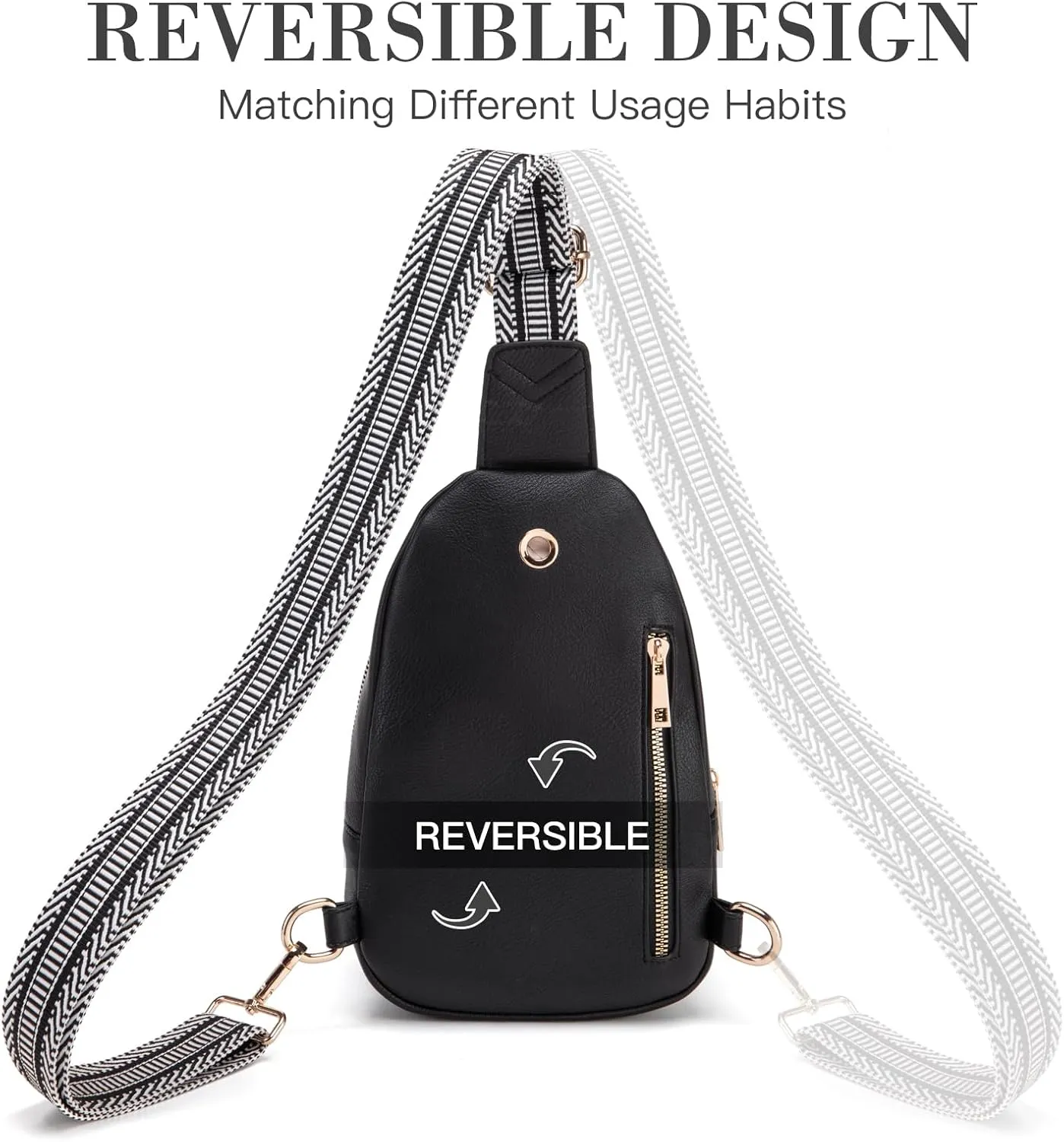Personalized Gifts for Women Initial Sling Bag PU Leather Crossbody Bags for Women Fanny Pack Cross Body Chest Bag for Travel (Black-G)