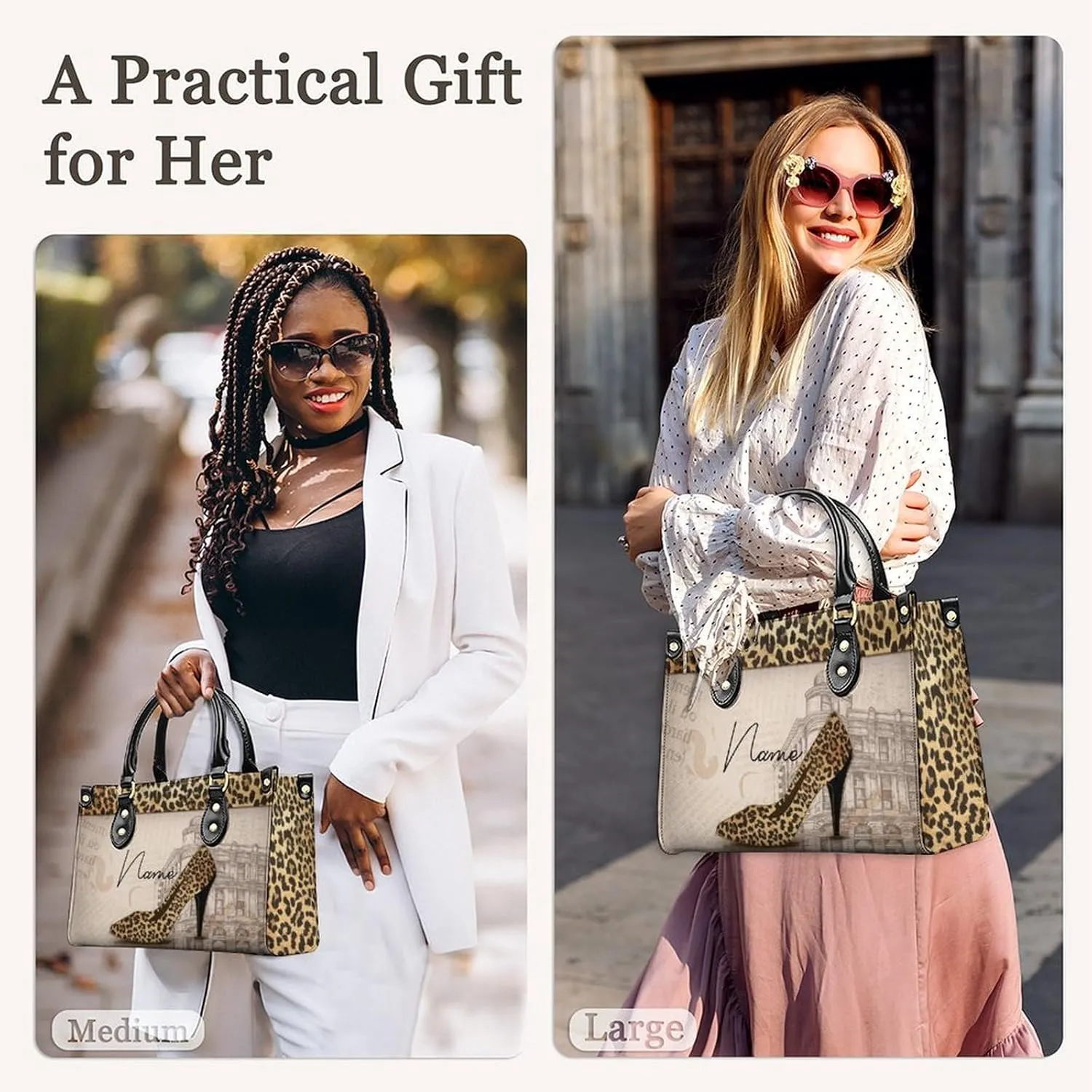Personalized Leather Handbags for Women - Fashion Casual Shoulder Tote Bag - Gifts for Women Mom Grandma