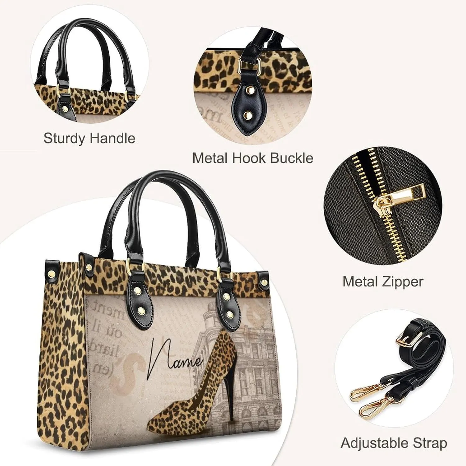 Personalized Leather Handbags for Women - Fashion Casual Shoulder Tote Bag - Gifts for Women Mom Grandma