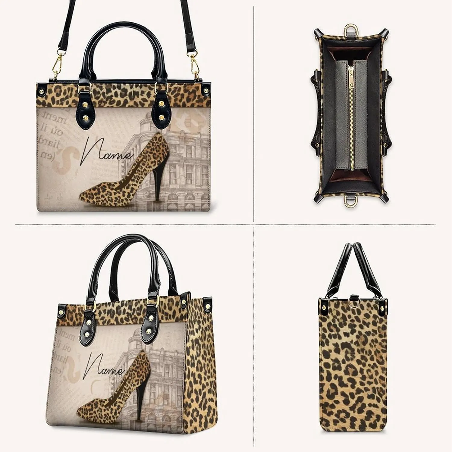 Personalized Leather Handbags for Women - Fashion Casual Shoulder Tote Bag - Gifts for Women Mom Grandma