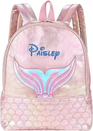 Personalized Mermaid Backpack for Kid Girls, Mini School Bag with Embroidered Name, Pink Purple Green, 12-inch, Ages 3-10 (Mermaid, Pink)