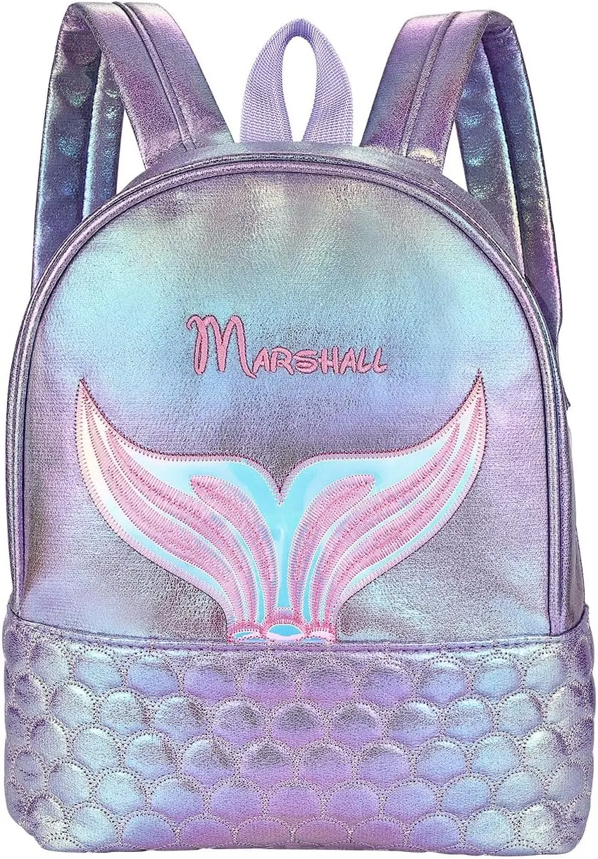 Personalized Mermaid Backpack for Kid Girls, Mini School Bag with Embroidered Name, Pink Purple Green, 12-inch, Ages 3-10 (Mermaid, Pink)