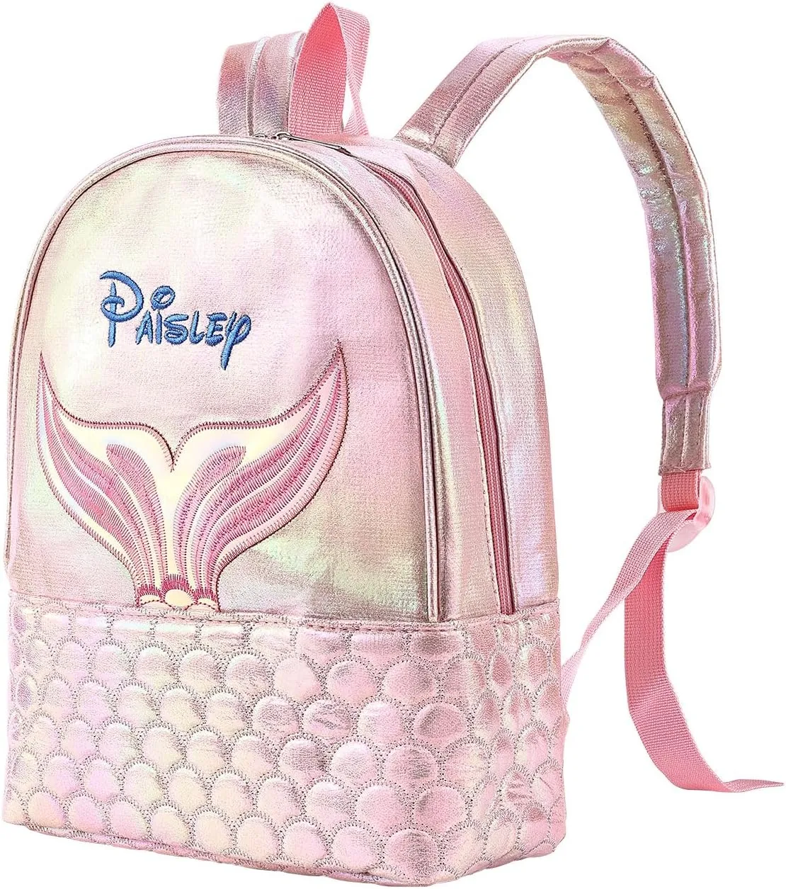 Personalized Mermaid Backpack for Kid Girls, Mini School Bag with Embroidered Name, Pink Purple Green, 12-inch, Ages 3-10 (Mermaid, Pink)