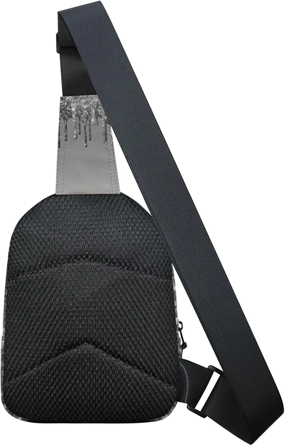 Personalized Sling Bag with Initial Name Custom Crossbody Sling Backpack Customize Chest Bag Daypack for Men Women, Grey Glitter