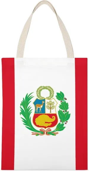 Peruvian Flag Casual Canvas Tote Bag Big Capacity Handbag Shoulder Bag Reusable Grocery Canvas Tote Bags