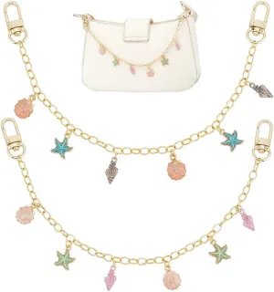 PH PandaHall 2 Colors 12.6" Decorative Bag Chains Ocean Theme Purse Strap Extender Shell Starfish Purse Handbag Charms Golden Purse Handle Chains for Crossbody Shoulder Tote Bag Handbag Purse Clutch