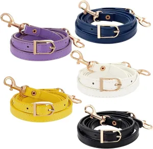 PH PandaHall 5 Colors 1~1.3m Leather Shoulder Strap Replacement with Golden Buckles Adjustable PU Leather Strap Purse Strap Replacement for Clutches Extended Crossbody Bags Purses Briefcase