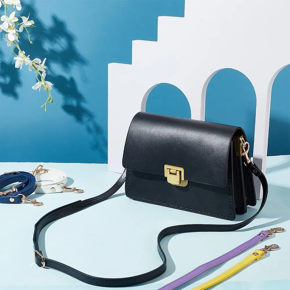 PH PandaHall 5 Colors 1~1.3m Leather Shoulder Strap Replacement with Golden Buckles Adjustable PU Leather Strap Purse Strap Replacement for Clutches Extended Crossbody Bags Purses Briefcase