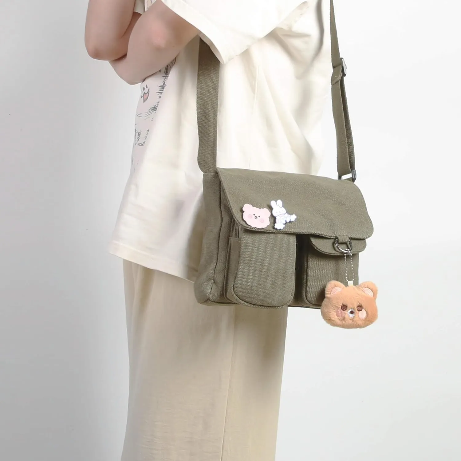 Phaoullzon Kawaii Crossbody Bag Cute Messenger Bags Canvas Shoulder Purse Gifts for Teens