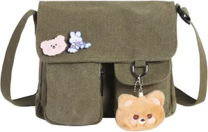 Phaoullzon Kawaii Crossbody Bag Cute Messenger Bags Canvas Shoulder Purse Gifts for Teens
