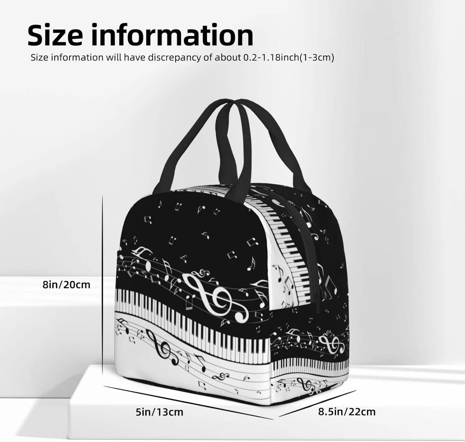 Piano Keys Lunch Box - Insulated Lunch Bags for Kids Boys Girls Reusable Lunch Tote Bags, Perfect for School/Camping/Hiking/Picnic/Beach/Travel