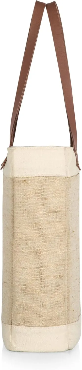 PICNIC TIME 3-Bottle Pinot Jute Insulated Wine Tote and Gift Bag, Beige