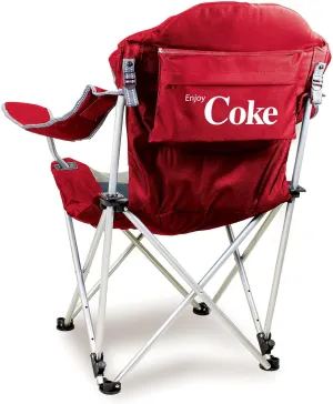 PICNIC TIME Coca-Cola Enjoy Coke Reclining Camp Chair, Beach Chair for Adults, Sports Chair with Carry Bag, (Dark Red)