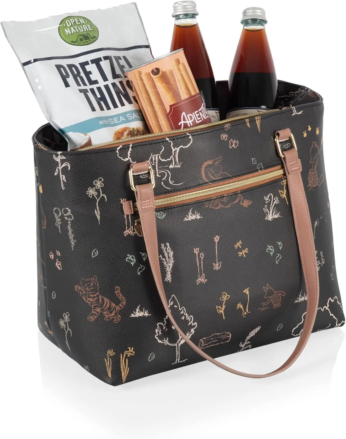 PICNIC TIME Disney Lilo & Stitch Uptown Cooler Tote Bag, Insulated Lunch Bag, Stylish Beach Bag Soft Cooler, (Black)