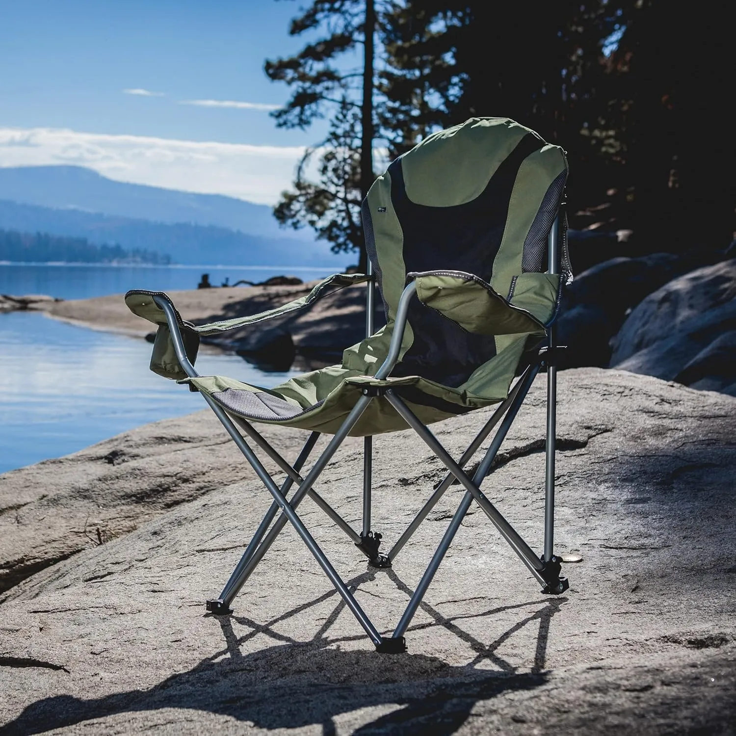 Picnic TIME Reclining Camp Chair, Beach Chair for Adults, Sports Chair with Carry Bag