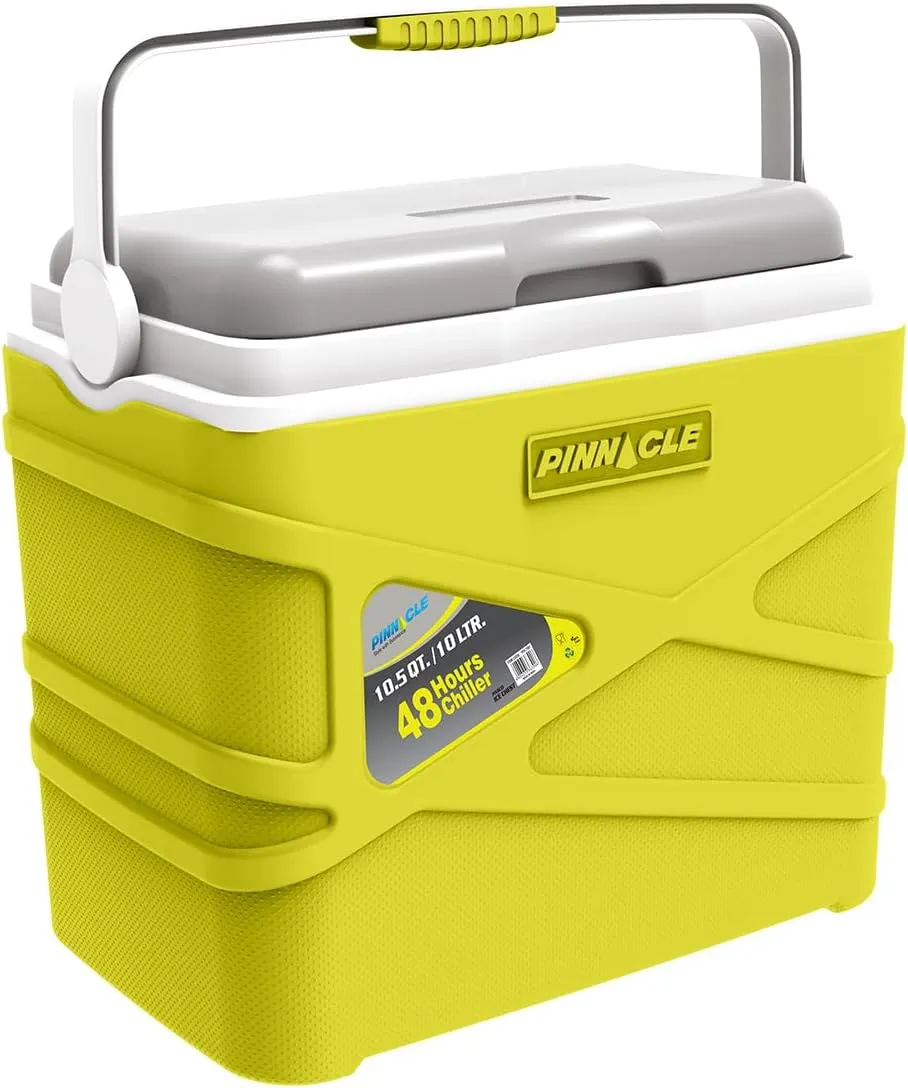 Pinnacle 10 Liter Insulated Cooler Lunch Box -Portable Camping/Picnic Hard Cooler –Coolbox Keeps Cool for 48 hrs. with Ice Retention–Heavy Duty Cooler for Beach, Grill, Travel,Tailgating,Small