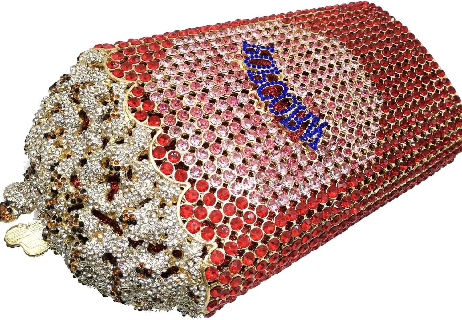 Popcorn Crystal Clutch Bag Women Novelty Evening Handbags Bridal Party Dinner Rhinestone Clutch Purse Wedding Bag,Mini