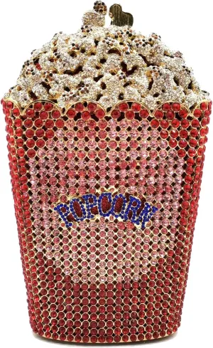Popcorn Crystal Clutch Bag Women Novelty Evening Handbags Bridal Party Dinner Rhinestone Clutch Purse Wedding Bag,Mini