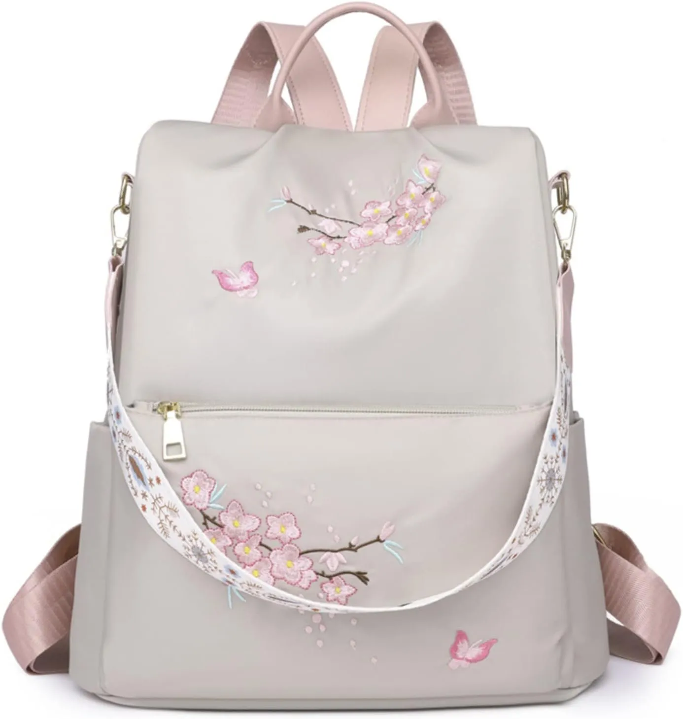 Popular Nylon Beige Pen Bag In Backpack Women School Bags Messenger Computer Bag for Men Briefcase (White, One Size)
