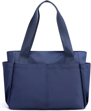 PORRASSO Tote Bag Nylon Waterproof Handbag Women Shoulder Bag for Shopping Travel Work Daily Use Blue