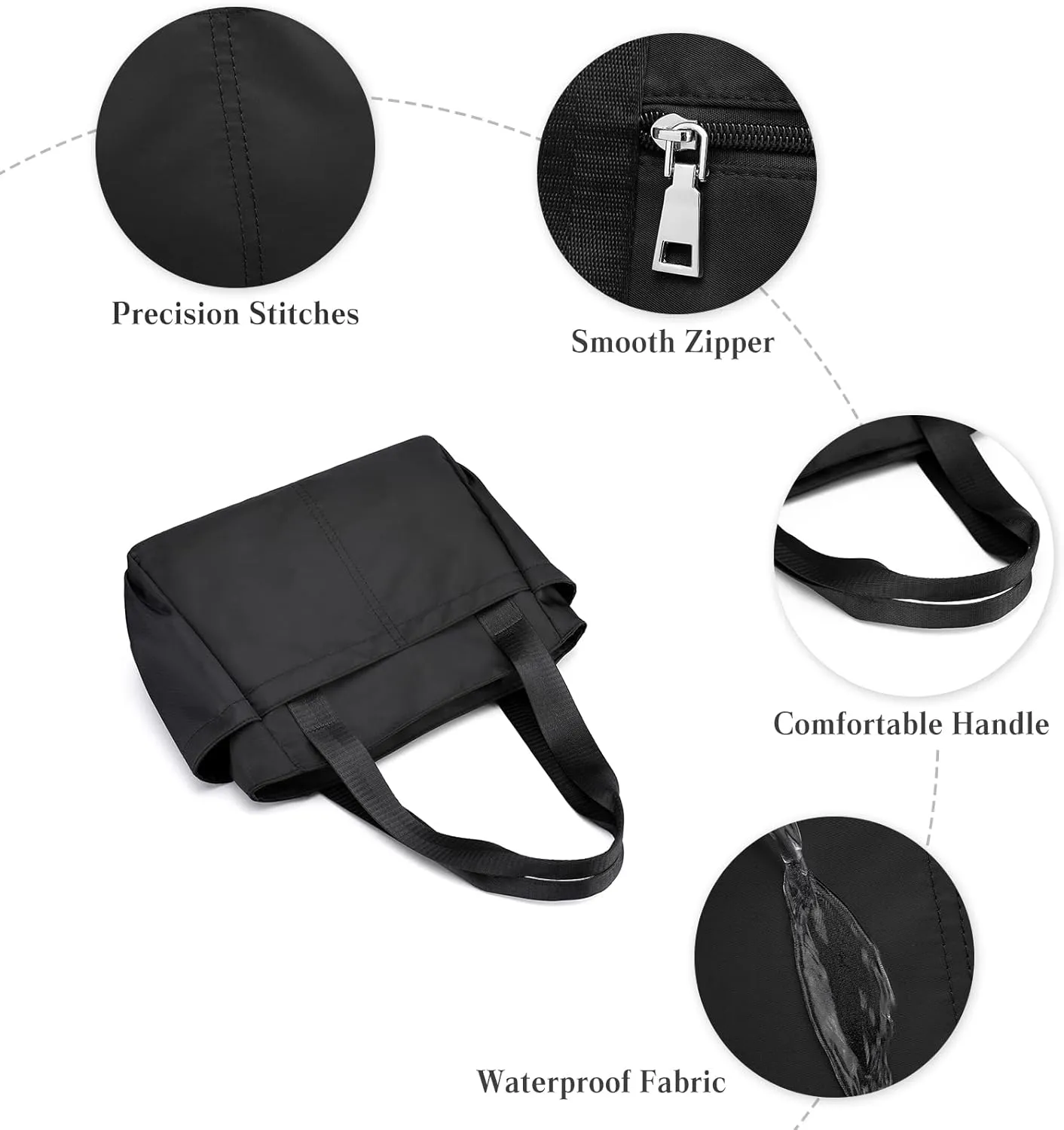 PORRASSO Tote Bag Nylon Waterproof Handbag Women Shoulder Bag for Shopping Travel Work Daily Use Purple