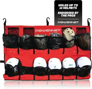 PowerNet Softball & Baseball Helmet Hanging Bag, 12 Pocket Baseball Glove & Helmet Storage Holder & Dugout Organizer, Portable Baseball Gear Training Equipment Holder, Team Colors