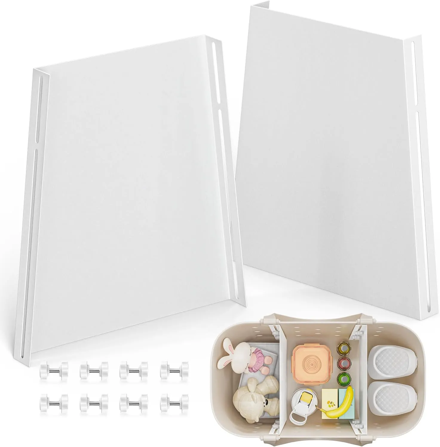 PoYang Dividers for Large Simple Modern Bag Accessories 2 Pack, Lightweight Metal Divider Tray for Simply Modern Getaway Tote, Sturdy & Waterproof Beach Tote Bag Organizer Insert, White