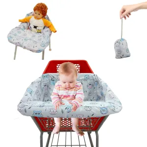 Pozico Baby Shopping Cart Cover & High Chair Cover – Machine Washable, Grocery Cart Cover for Babies with Portable Cloth Bag Included, Owl Design