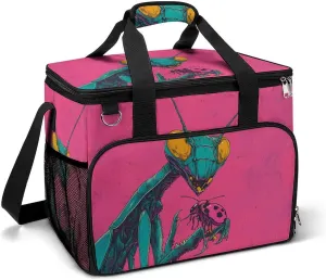 Praying Mantis Ladybugs Insect Portable Cooler Bag Lunch Box Container Crossbody Insulated Tote Bag for Work Camping Outdoor