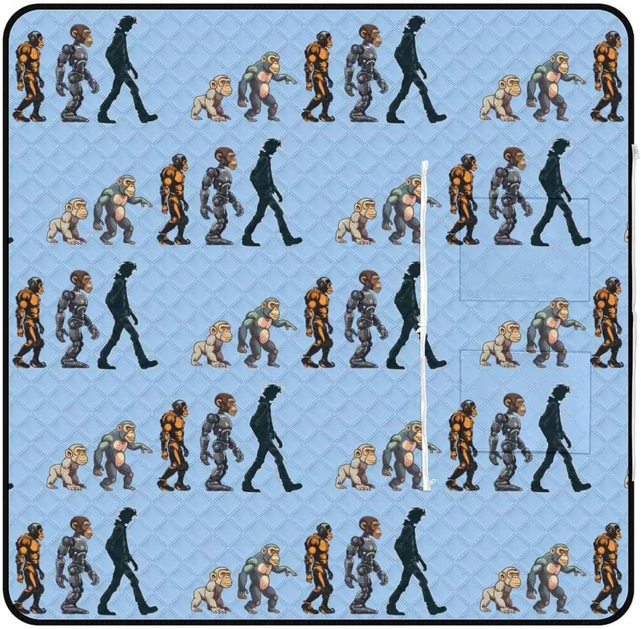 Prehistoric Ape Robot to Man Evolution Picnic Blankets Portable Beach Blanket Travel Camping Mat 150x150cm