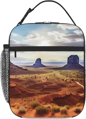 Premium Insulated Lunch Bag for Women Men Large Lunch Box Reusable Lunch Tote Bags Leakproof Cooler Lunch Containers Landscape of Monument Valley Lunch Bags for Office, Travel, Outdoor