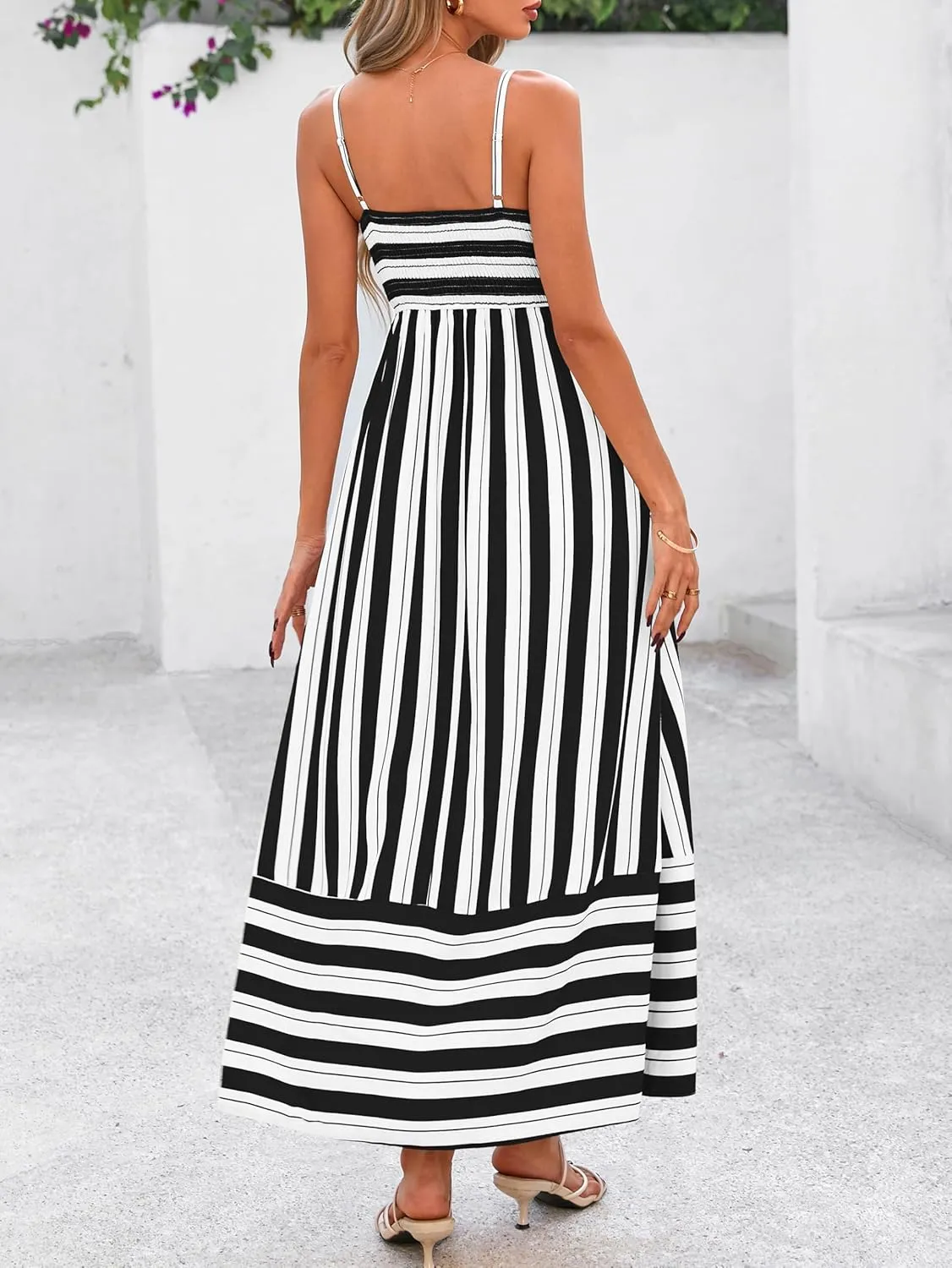 PRETTYGARDEN Summer Dresses for Women 2025 Beach Maxi Dress Spaghetti Strap Floral Boho A Line Wedding Guest Flowy Long Dress