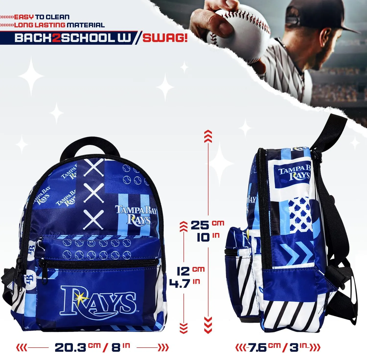 Pro Specialties Group Tampa Bay Rays Mini Backpack, Licensed Gift Merch for Rays Fans (Street Series Adult Bags) Ideal small backpack Waterproof, and trendy Tampa Bay Merchandise for Women