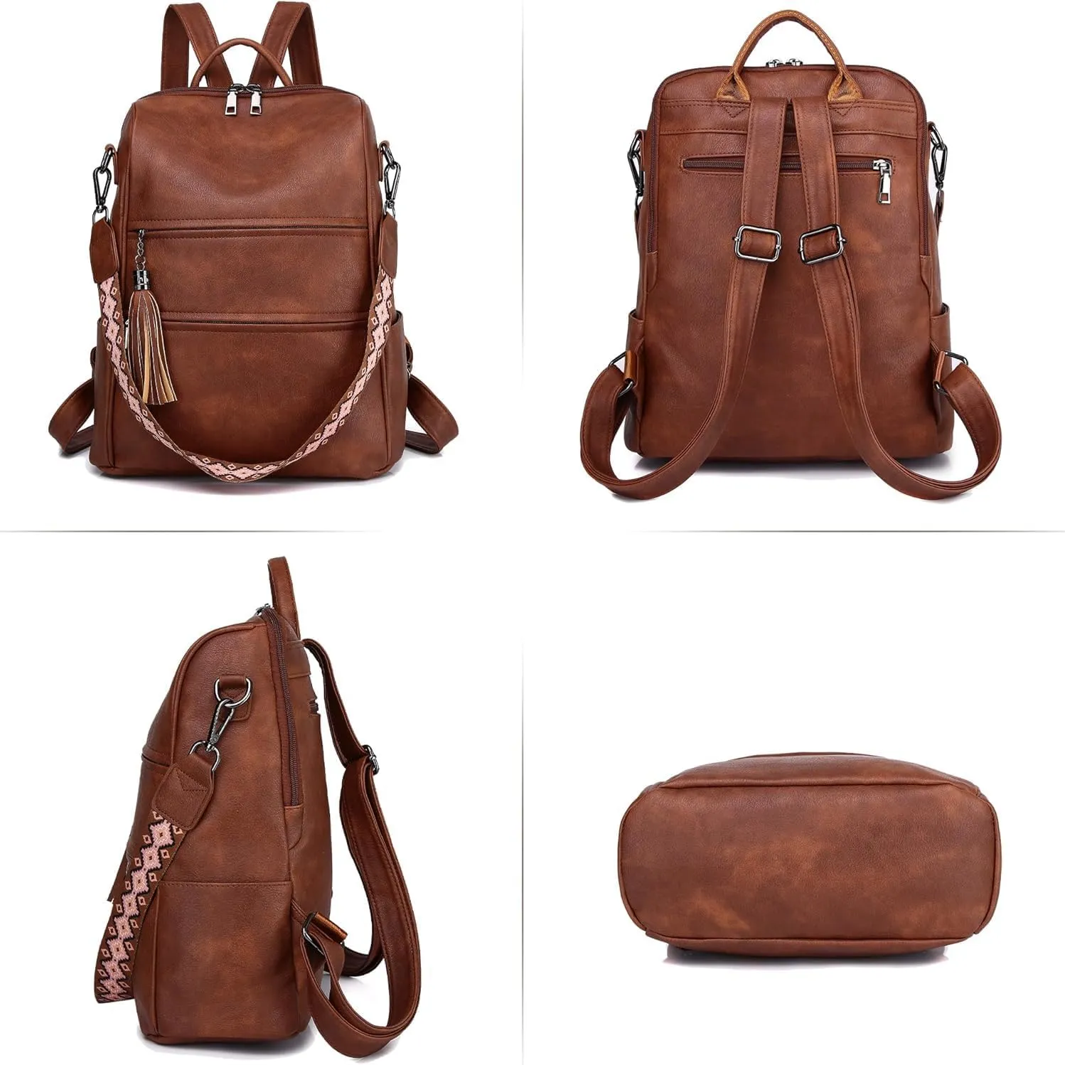 PU Leather Backpack Purse for Women, Multipurpose Design Shoulder Bag Handbags Convertible Fashion Travel bag with Wristlet