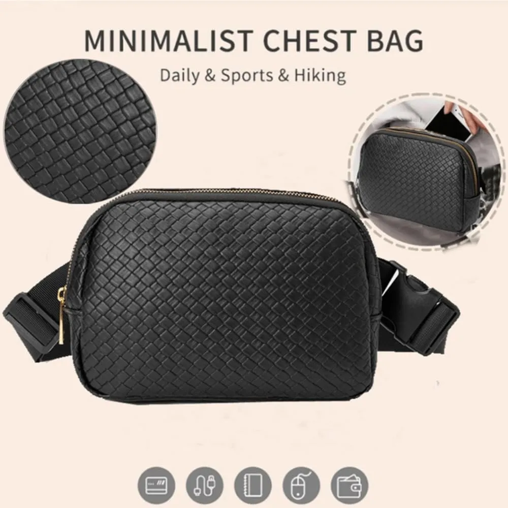 PU Leather Chest Bag Belt Bag Crossbody Bag Pack Purse for Women and Men with Adjustable Strap Outdoor Sports Yoga Bag (Red), R8787