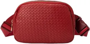 PU Leather Chest Bag Belt Bag Crossbody Bag Pack Purse for Women and Men with Adjustable Strap Outdoor Sports Yoga Bag (Red), R8787