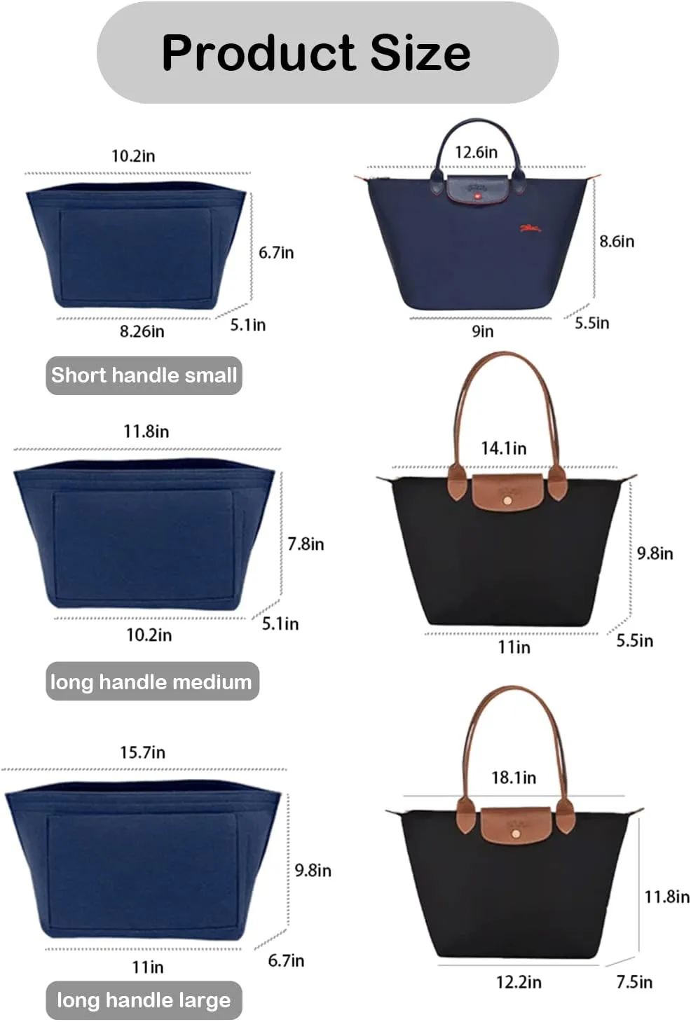 Purse Organizer Insert, Bag Organizer for Le Pliage, Handbags Organizer Insert (Pink, Small)