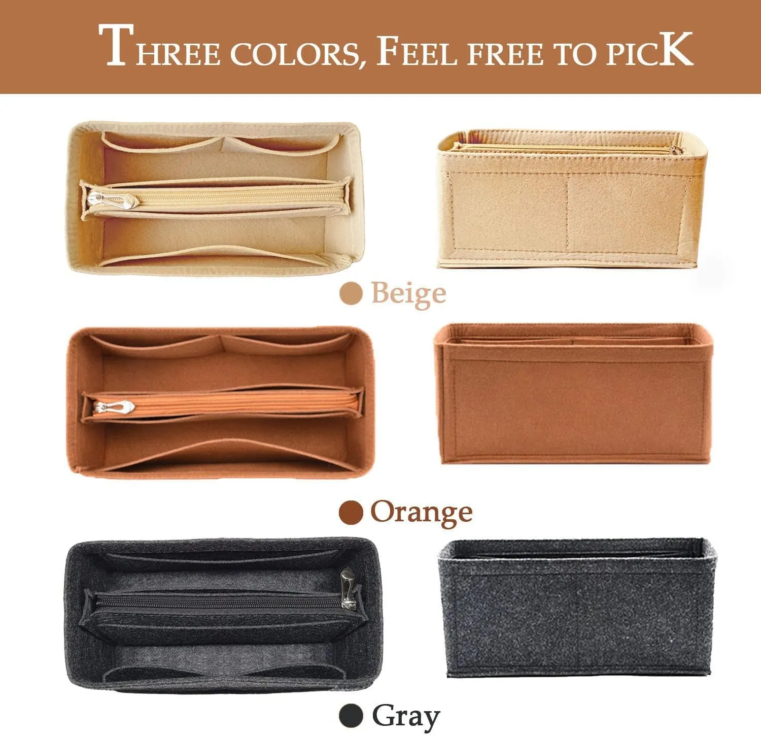 Purse Organizer Insert For Birkin 30 Bag, Felt Insert Organizer With Zipper, Large Capacity,Women’s Handbags Shaper (30,Beige)