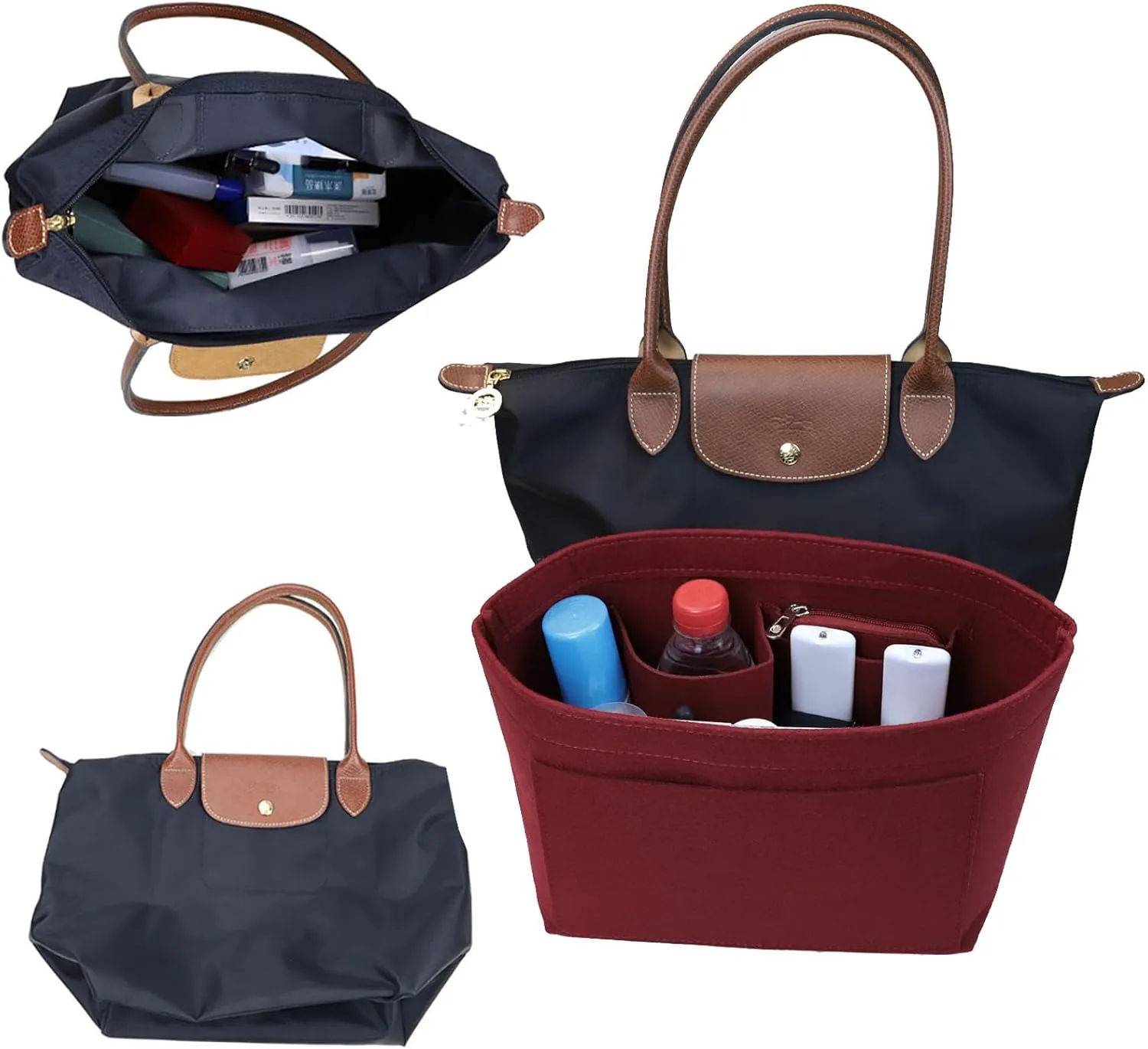 Purse Organizer Insert for le pliage Le Pliage Neo Handbags Insert Organizer 1012claret2-S