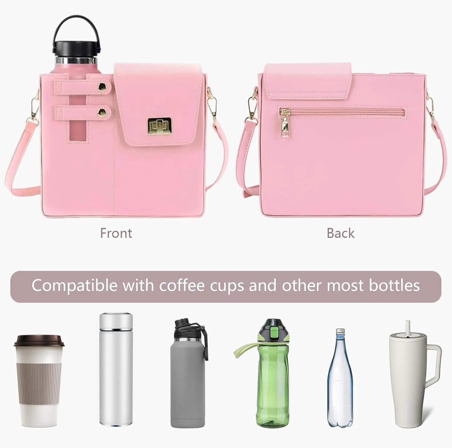 Purses With Cup Holder Crossbody Bags for Women Water Cup Cross Bottle Tumbler Purse Tote Bag With Cup Holder with Strap