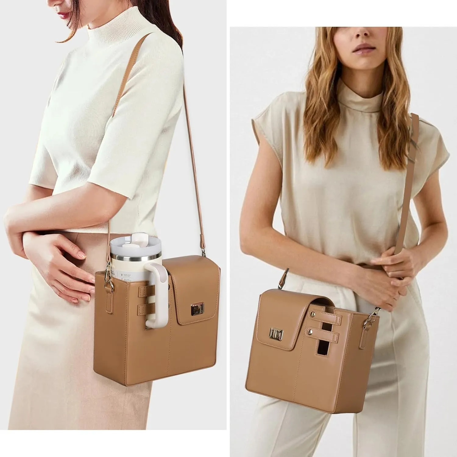 Purses With Cup Holder Crossbody Bags for Women Water Cup Cross Bottle Tumbler Purse Tote Bag With Cup Holder with Strap