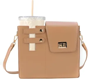 Purses With Cup Holder Crossbody Bags for Women Water Cup Cross Bottle Tumbler Purse Tote Bag With Cup Holder with Strap