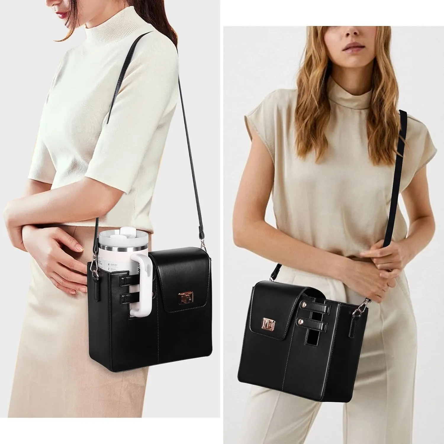 Purses With Cup Holder Crossbody Bags for Women Water Cup Cross Bottle Tumbler Purse Tote Bag With Cup Holder with Strap