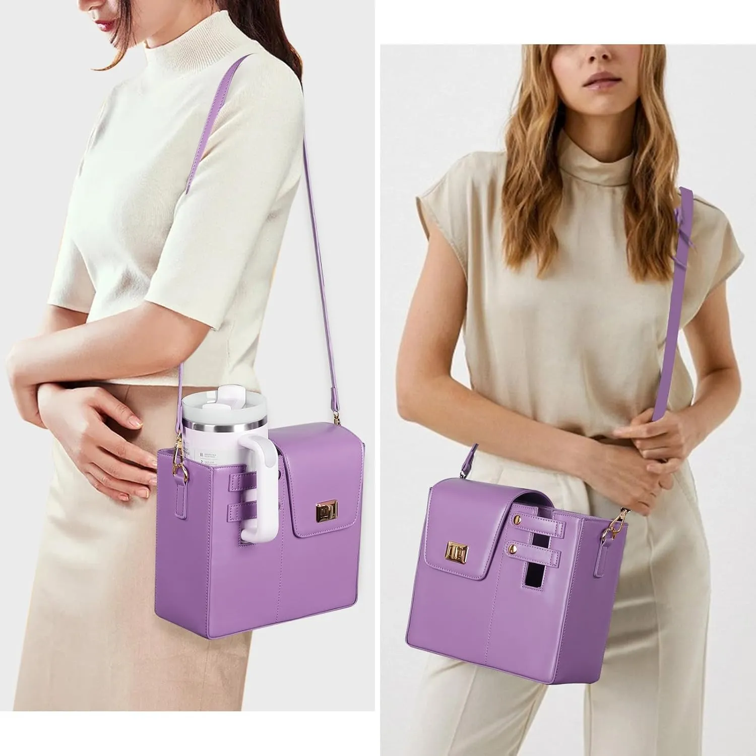 Purses With Cup Holder Crossbody Bags for Women Water Cup Cross Bottle Tumbler Purse Tote Bag With Cup Holder with Strap