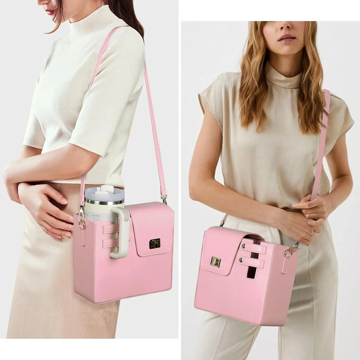 Purses With Cup Holder Crossbody Bags for Women Water Cup Cross Bottle Tumbler Purse Tote Bag With Cup Holder with Strap