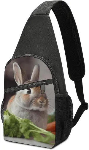 Rabbit Is Eating Vegetables Sling Bag Sport Backpack Hiking Daypack Casual Chest Packs Crossbody Bag for Men Women
